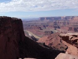 Dolly motion overlooking the Green River from Dead Horse Point near Moab Utah. Stock Footage
