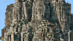 Bayon Temple of Angkor Thom in Cambodia Stock Footage