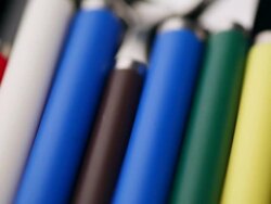 ECU TU Colorful place setting are lined up in black backdrop / Seoul, South Korea Stock Footage