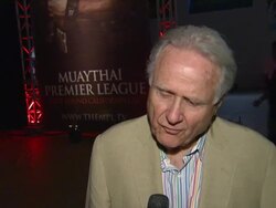 INTERVIEW: Larry Merchant on if he's rooting for anyone in particular. at the MuayThai Premier League Debuts at Long Beach CA. (Footage by WireImage Video/Getty Images Entertainment Video) Stock Footage