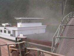 MS Gravel being loaded in ship / Taben-Rodt, Rhineland-Palatinate, Germany Stock Footage
