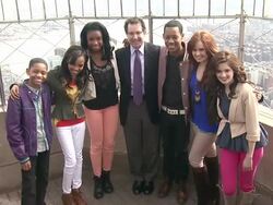 Tyrel Jackson Williams, China Anne McClain , Coco Jones, Gary Marsh, Tyler James Williams, Debby Ryan and Laura Marano at The Disney Channel And Disney XD Stars Visit The Empire State Building on 3/12/2012 Stock Footage