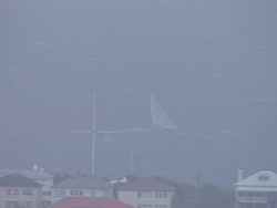 Brokenwood, the 54ft yacht sailed by Sailors with Disabilities in the 2009 Sydney to Hobart Yacht Race. Skippered by David Pescud, Australia Stock Footage