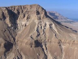 Aerial dead sea cliffs, Judea Desert, Israel Stock Footage