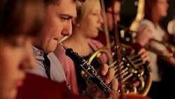 People playing instruments in orchestra Stock Footage