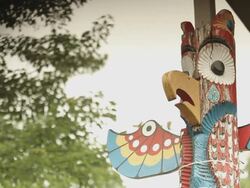 Totem carved from wood  Stock Footage