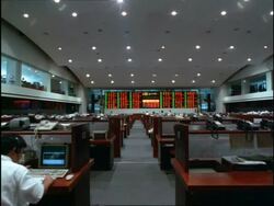 WA trading room of the Philippine stock exchange, people working, Makati, Manila, Philippines Stock Footage