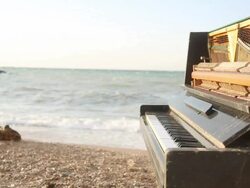 landscape with an old piano Stock Footage