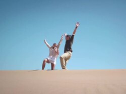 Couple in desert Stock Footage