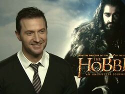 INTERVIEW: Richard Armitage on the bloopers of shooting the movie at the The Hobbit: An Unexpected Journey interviews on the 7th of March 2013 Stock Footage