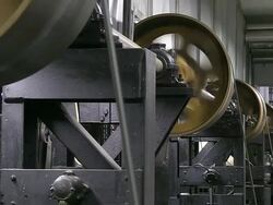 MS Shot of paper built machine in paper mill / Gmund, Bavaria, Germany Stock Footage