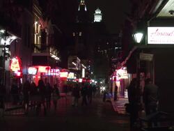 Nightlife foot traffic on Bourbon Street in New Orleans Stock Footage