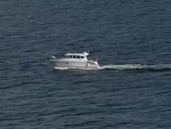 Small boat at the sea. Stock Footage