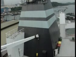 Press facility of facilities aboard Tampa refugee ship. News Clip