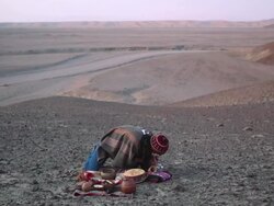 WS Shot of man doing Native ritual AUDIO / South Of Peru, Nazca, Peru Stock Footage