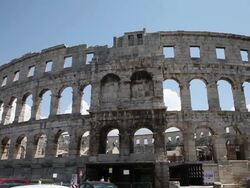 Roman amphitheater, Pula Stock Footage