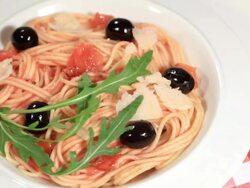 Delicious  Spaghetti Puttanesca Stock Footage