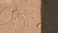 Sunlight illuminates wall carvings in Karnak Temple. Stock Footage