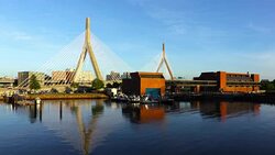 Zakim Bridge in Boston Massachusetts Stock Footage