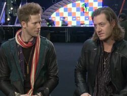 INTERVIEW - Florida Georgia Line at the 2014 American Country Countdown Awards - Rehearsals Stock Footage