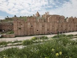 Greco-Roman ruins in the Jordanian city of Jerash Stock Footage