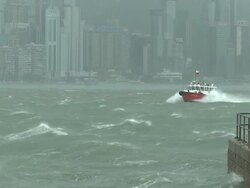 Rough Seas During Tropical Storm In Hong Kong Stock Footage