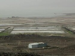 Landscape by the river with crops Stock Footage