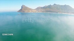 Fishing boat in mist in Hout Bay South Africa Stock Footage