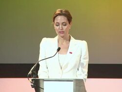INTERVIEW - Angelina Jolie on the summit and it's goals at Fringe Opening Event Stock Footage