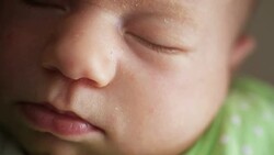 Close-up Newborn Baby Face Sleeping Stock Footage