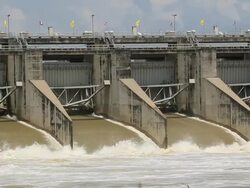 Waterfall from the dam Stock Footage