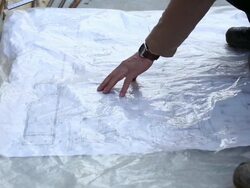 Construction Professionals Studying House Plan CU Stock Footage