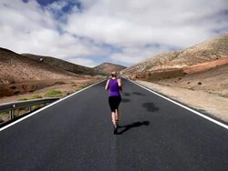 Running in mountains Stock Footage