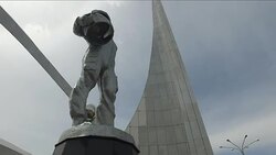 Yuri Gagarin Statue In Karaganda Town Square News Clip