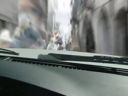 ANCIENT LANE IN ASOLO, CAR, INFINITE CROWD (loopable) Stock Footage