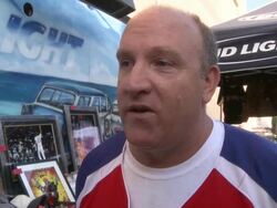 INTERVIEW: Pat Good on Phillys fans and the network coming together for the cause= at the Philly-LA Has A Heart Presents Comedy For A Cause Benefiting The Bryan Stow Fund at Santa Monica CA.  Stock Footage