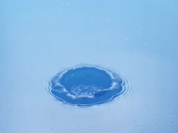 MS SLO MO Shot of Drop of Water falling into Water / Vieux Pont en Auge, Normandy, France Stock Footage