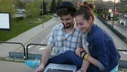 Couple making video chat Stock Footage