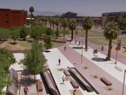 WS Students walking around University of arizona quadrangle / Tucson, Arizona, United States Stock Footage