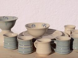 CU Shot of handicraft ceramic dishes / Landshut, Bavaria, Germany Stock Footage