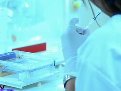 Scientist and bio lab experiment Stock Footage