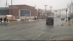 A group of National Guardsmen stood watch in front of the Ferguson Police Department Wednesday preparing to maintain order in the wake of a grand jury decision not to charge Officer Darren Wilson. (Nov. 26) News Clip