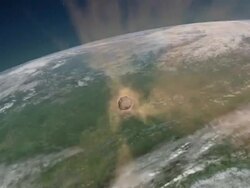View behind The Tunguska Impactor as it passes through Earths atmosphere Stock Footage