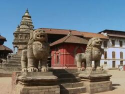 Dragon statues at a temple in Nepal. Stock Footage