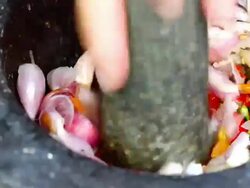 cooking with mortar Stock Footage