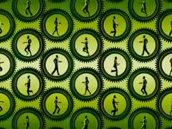 (Loop) Networking, Business metaphor. People running inside gears Stock Footage