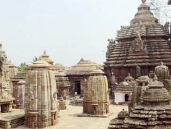 MS PAN Shot of Lingaraja Temple at Bhubaneswar / Puri, Orissa, India Stock Footage