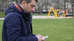 Young male with cell phone Stock Footage