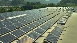AERIAL Commercial Solar Panels Stock Footage