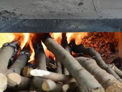 fireplace full of wood and fire Stock Footage